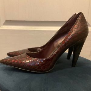 BCBGirls dark pink faux snake skin heels